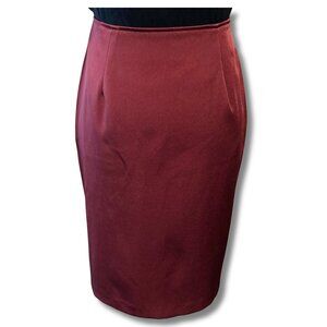 VINTAGE Burgundy pencil skirt ~ c. 1990s 2000s Y2K corporate goth SMALL MEDIUM